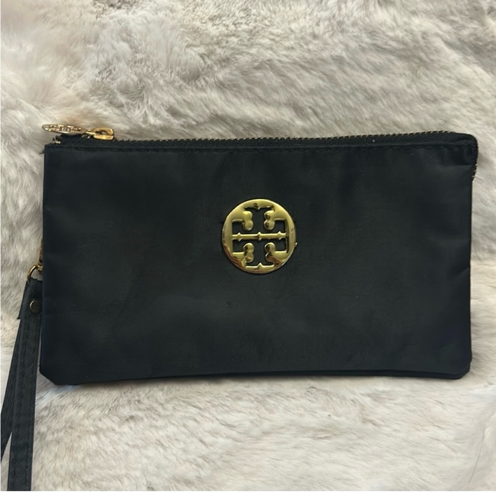 Tory Burch Black Clutch with Gold Logo